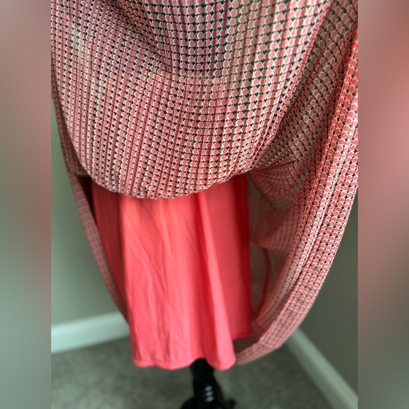 Banana Republic Long Pleated Salmon Skirt w/ Black/White Pattern L - Picture 5 of 8